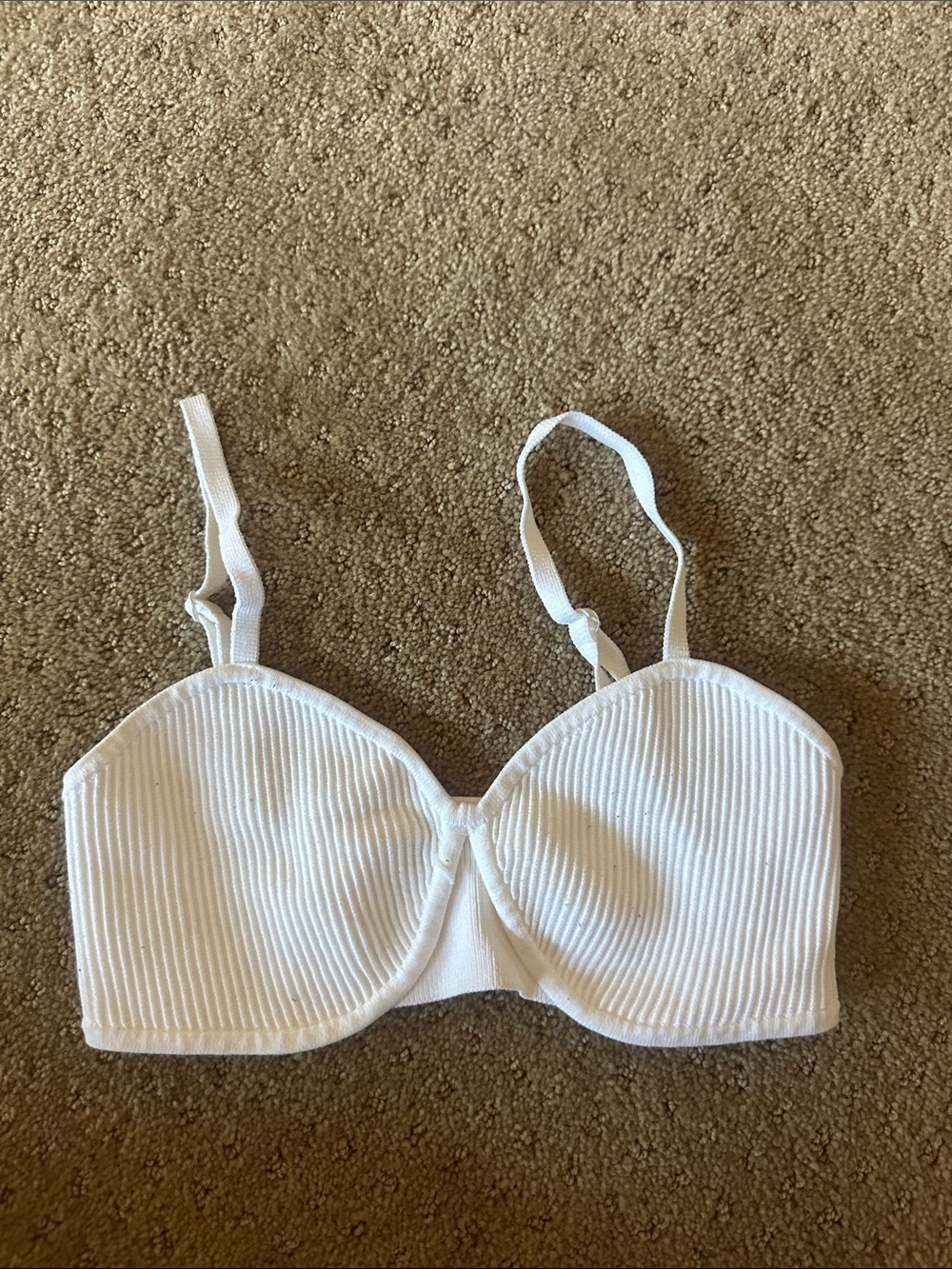 Aritzia White Ribbed Underwire Bra